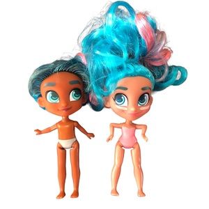 Hairdorables Lot series 1 &2 Boy Logan Girl Noah 5” Blue Pink Hair Swim Suits